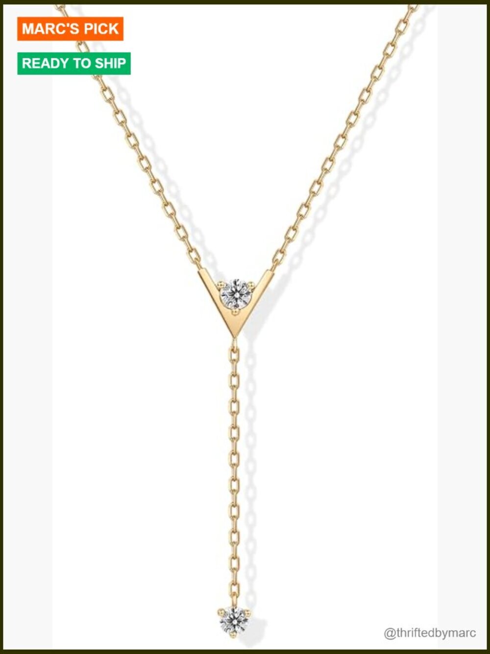 Long Lariat Y-Necklace with CZ Stones 18" S-Hook Clasp